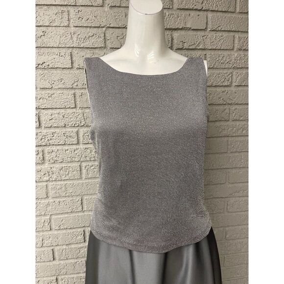 Arianna by Rachel Kaye Sleeveless Gray & Silver Gown Size 10P - Picture 2 of 9